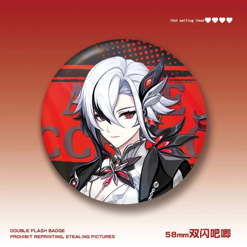 

Genshin Impact 58mm Double Flash Badge Tartaglia Phyllis Scaramouche Skirk Arlecchino Columbina Anime Merchandise Brooch Gift