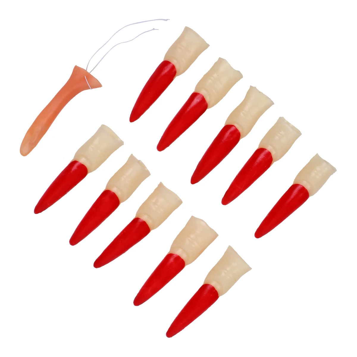 11 Pcs Hand Fake Nose Nail Set Nails Halloween Witch Fingers Red Rubber Role Play