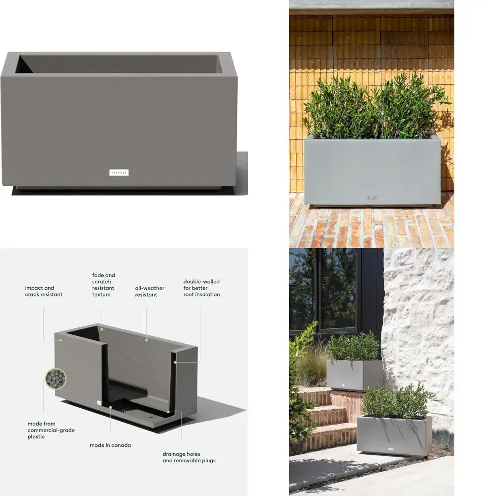 

Большой прямоугольный ящик для цветов для внутреннего и наружного использования — прочный устойчивый к атмосферным воздействиям кашпо для патио и крыльца | Дизайн длинной коробки