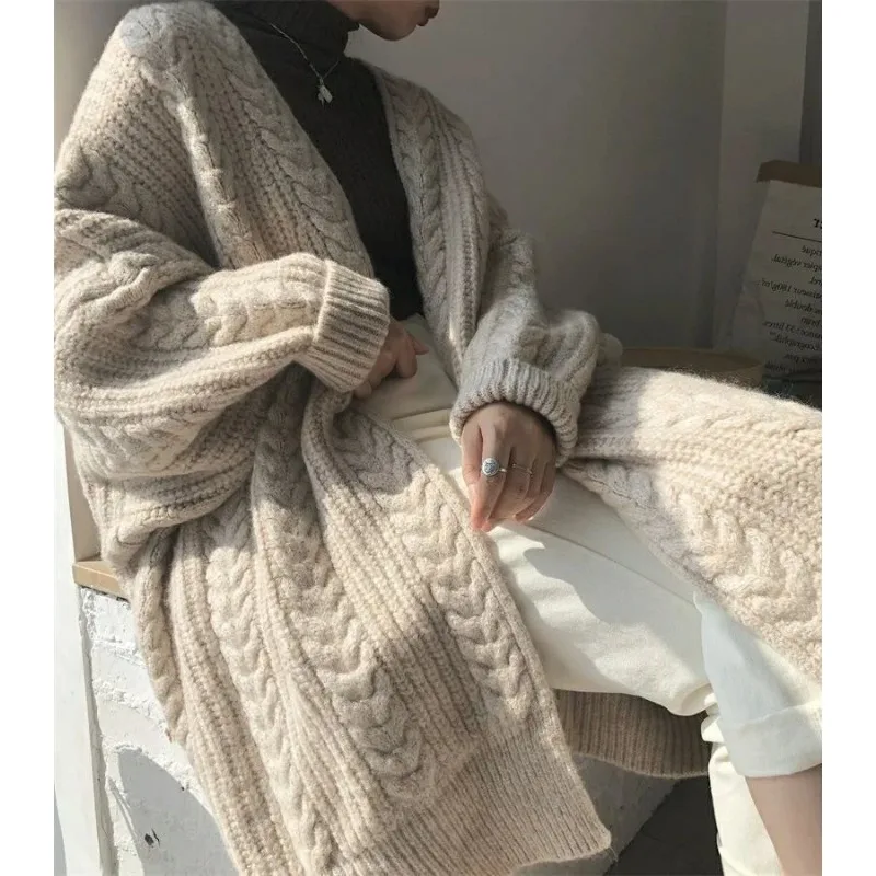 

Knitted Cardigan for Women's New Autumn and Winter Retro Lazy Loose Mid-length