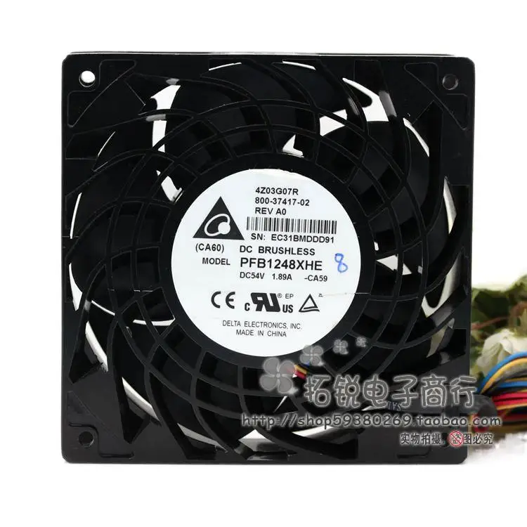 Aluminum Frame Delta Delta PFB1248XHE 54V 1.89a 12038 Max Airflow Rate Four-Wire PWM Fan