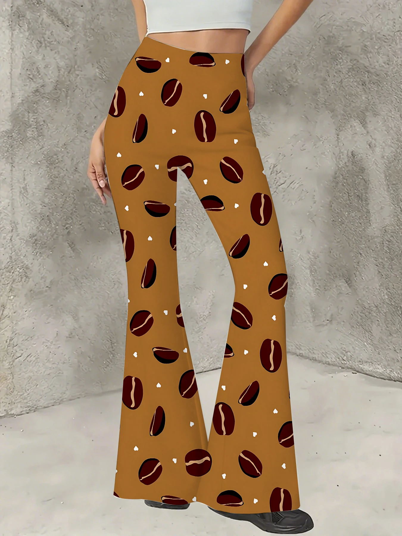 

Women's All-Over Print Flared Leggings Stretchy High Waist Bell Bottom Pants