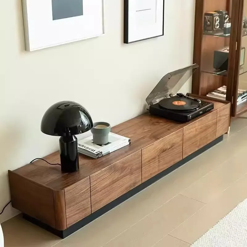 North American black walnut TV cabinet, Nordic all-solid wood floor-standing cabinet, living room home modern minimalist small l