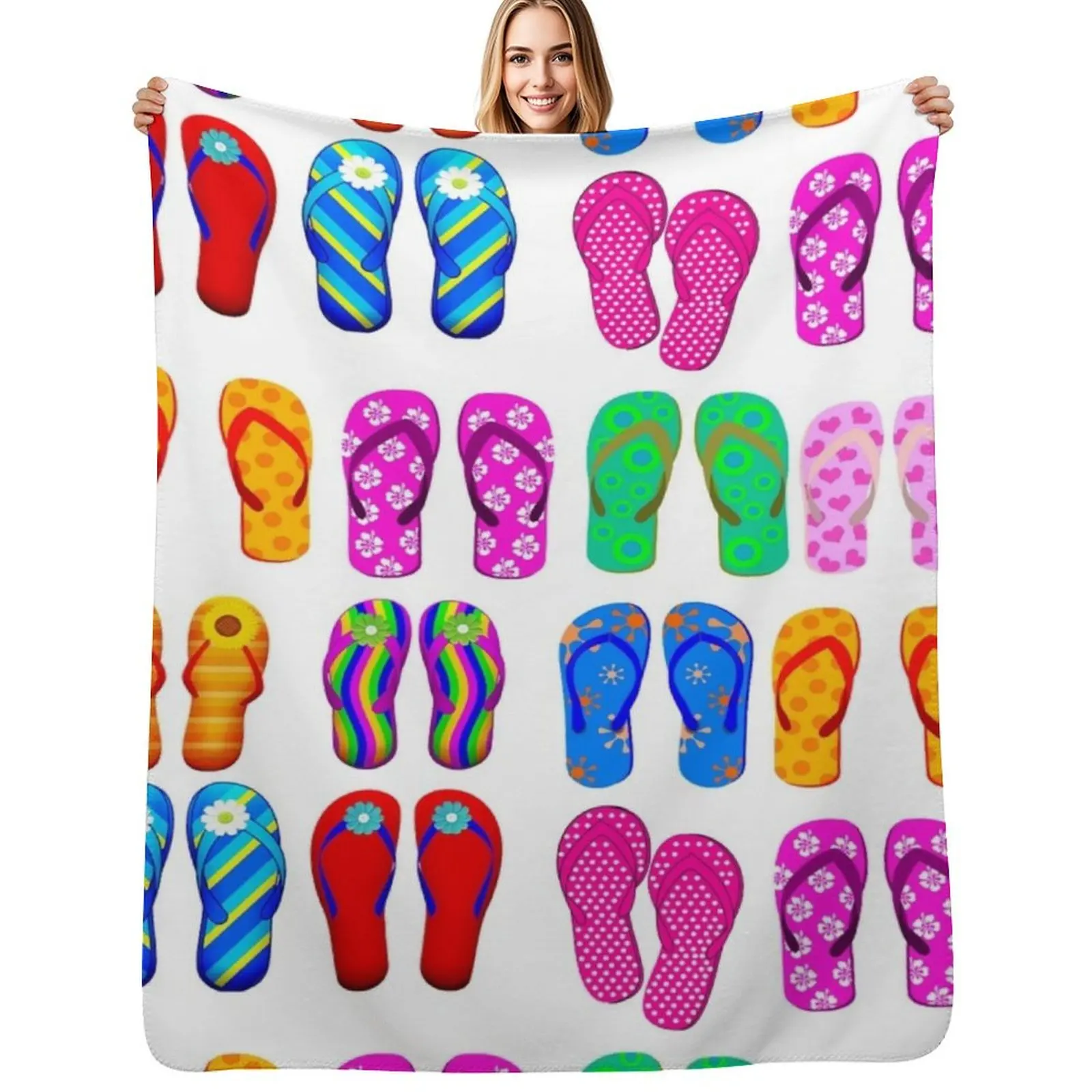 

Summer Flip-flops Throw Blanket Flannel Fleece Soft Warm Throw Blanket