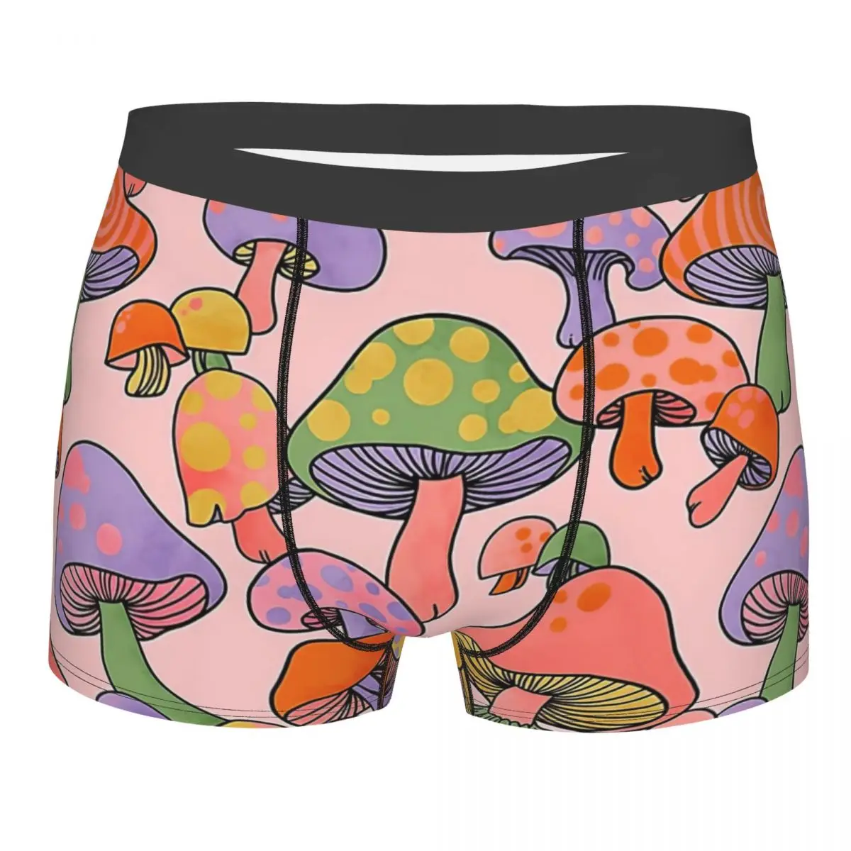 Happy Hippie Mushroom Magic Underpants Breathbale Panties Male Underwear Print Shorts Boxer Briefs