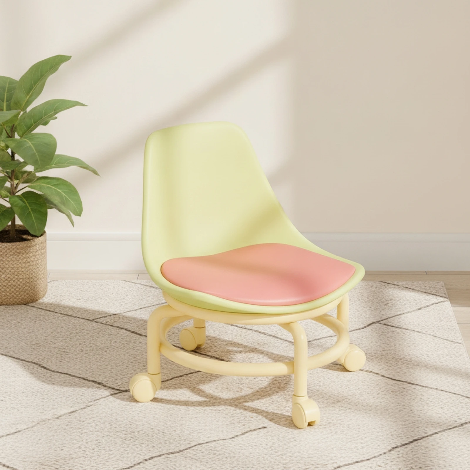 Rolling Stool with Backrest Padded Stool with Wheels Chair with Wheels Ergonomic Chair with Backrest Comfortable for Vanity