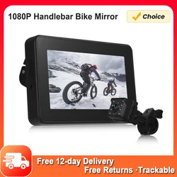Handlebar Bike Mirror 1080P Bicycle Rear View Camera w/ 4.3'' Monitor 8-LED Night Vision 150° Wide Angle View Rotatable Bracket