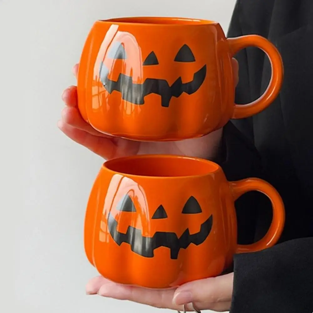 

Festive Pumpkin Mug Cute Pumpkin Face Ceramic Halloween Mug Set 400ml Pumpkin Pattern Coffee Cups for Hot Beverages for Adults