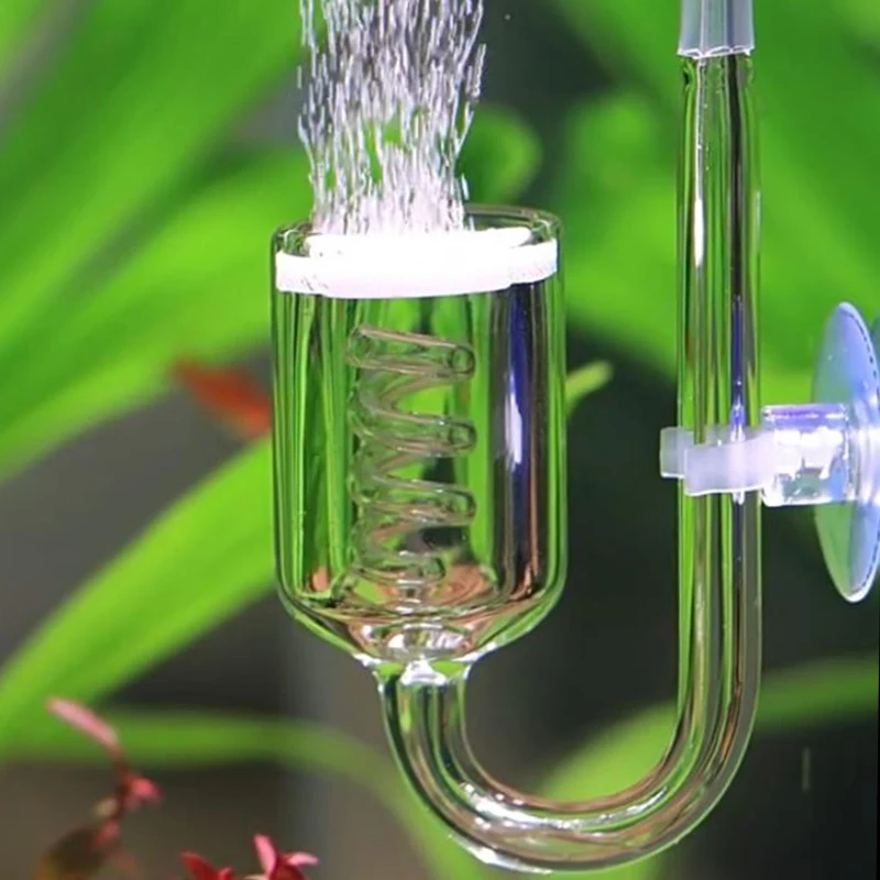 CO2 Diffuser Aquarium Glass Spiral Carbon Dioxide Atomizer Diffuser With Suction Cup Aquarium Planted Fish Tank Accessories