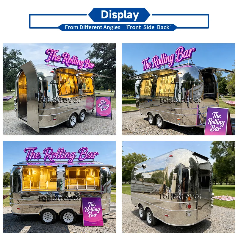 Customization  Commercial Food Truck Sweet Snack Curved Mobile Food Trailer Outdoor Mobile Food Truck Trailer with Sinks