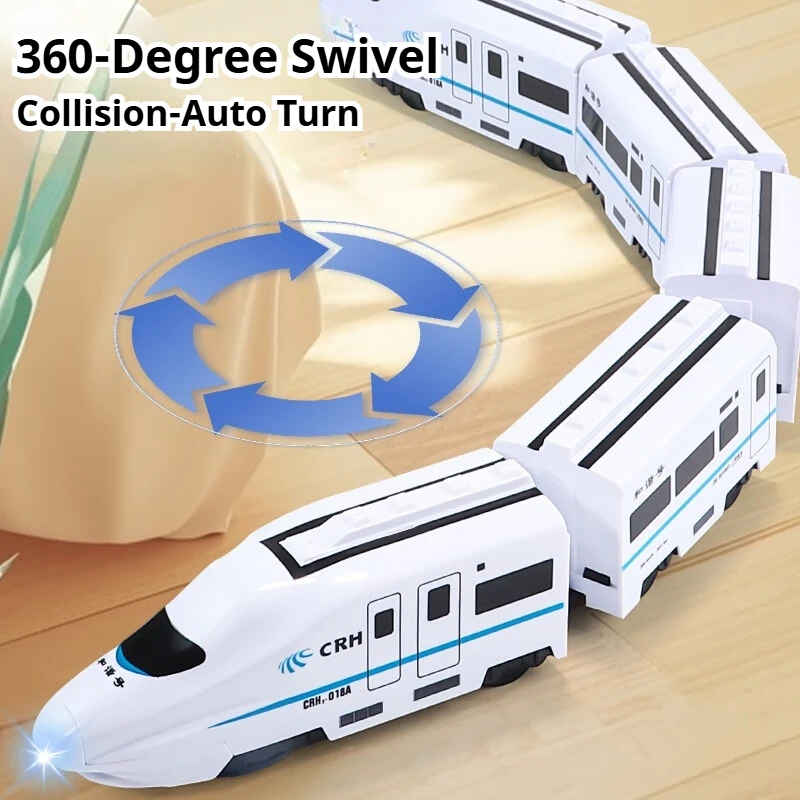 مجموعة ألعاب قطار كهربائية عالية السرعة محاكاة للأطفال يمكنك صنعها بنفسك نموذج سكة حديد مع أضواء وأصوات مسار تعليمي هدية للأولاد والبنات #3