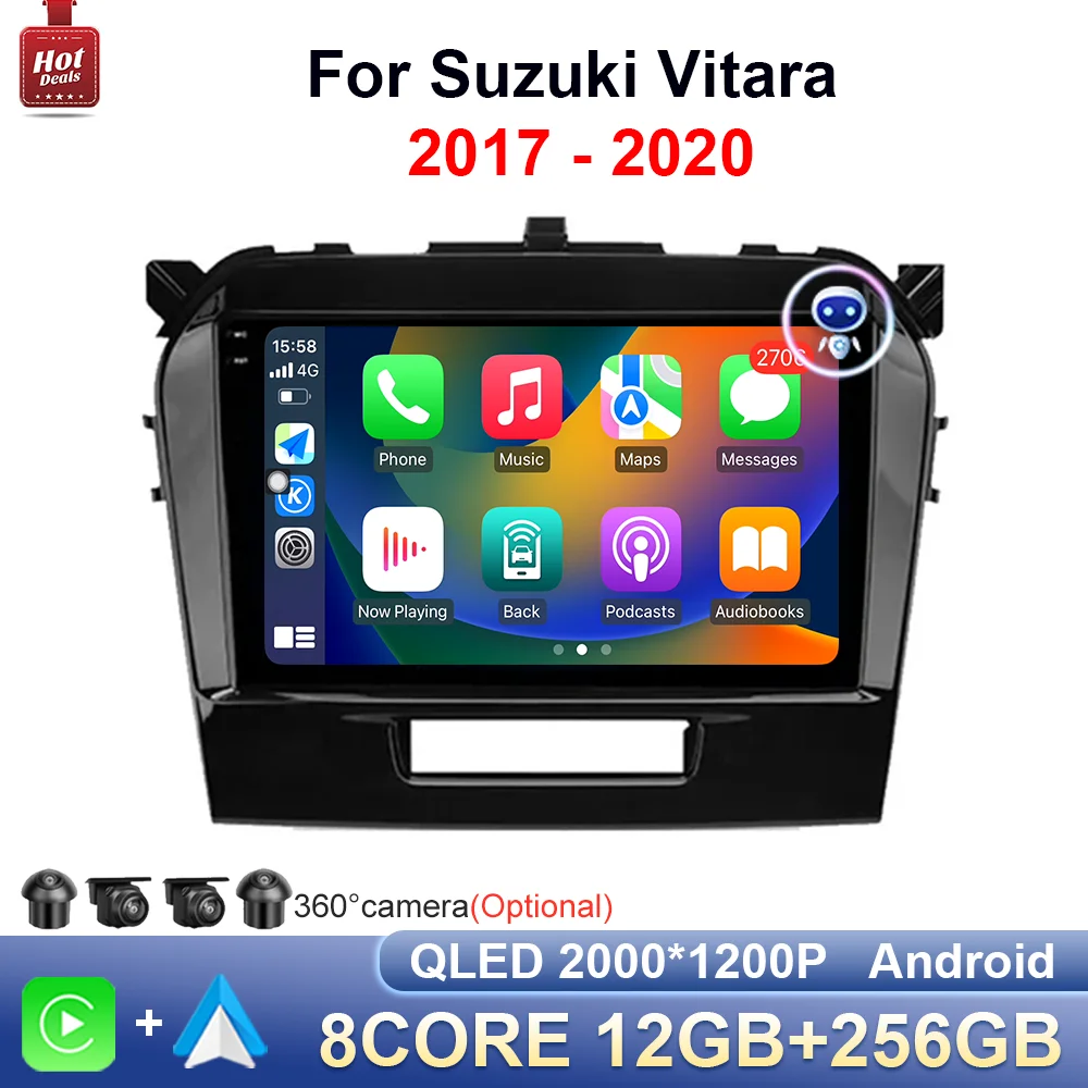 GPS Navigation BT 4G Head Unit Touch Screen For Suzuki Vitara 2017 2018 2019 2020 Android OS Carplay Car Video Multimedia Player