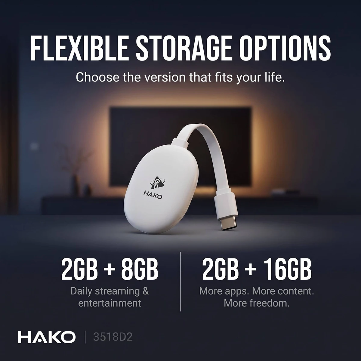 H96 Max HAKO RK3518 Android 14.0 TV Stick BT Voice Assistant Remote Control 4K Video Wifi6 BT5.4 Game Media Player Smart TV Box
