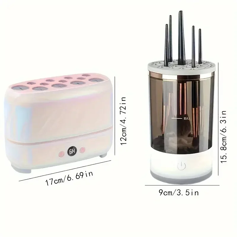 2pcs Electric Makeup Brush Cleaner and Dryer Set Automatic USB Rechargeable Brush Cleaner Makeup Brush Washing Drying Machine