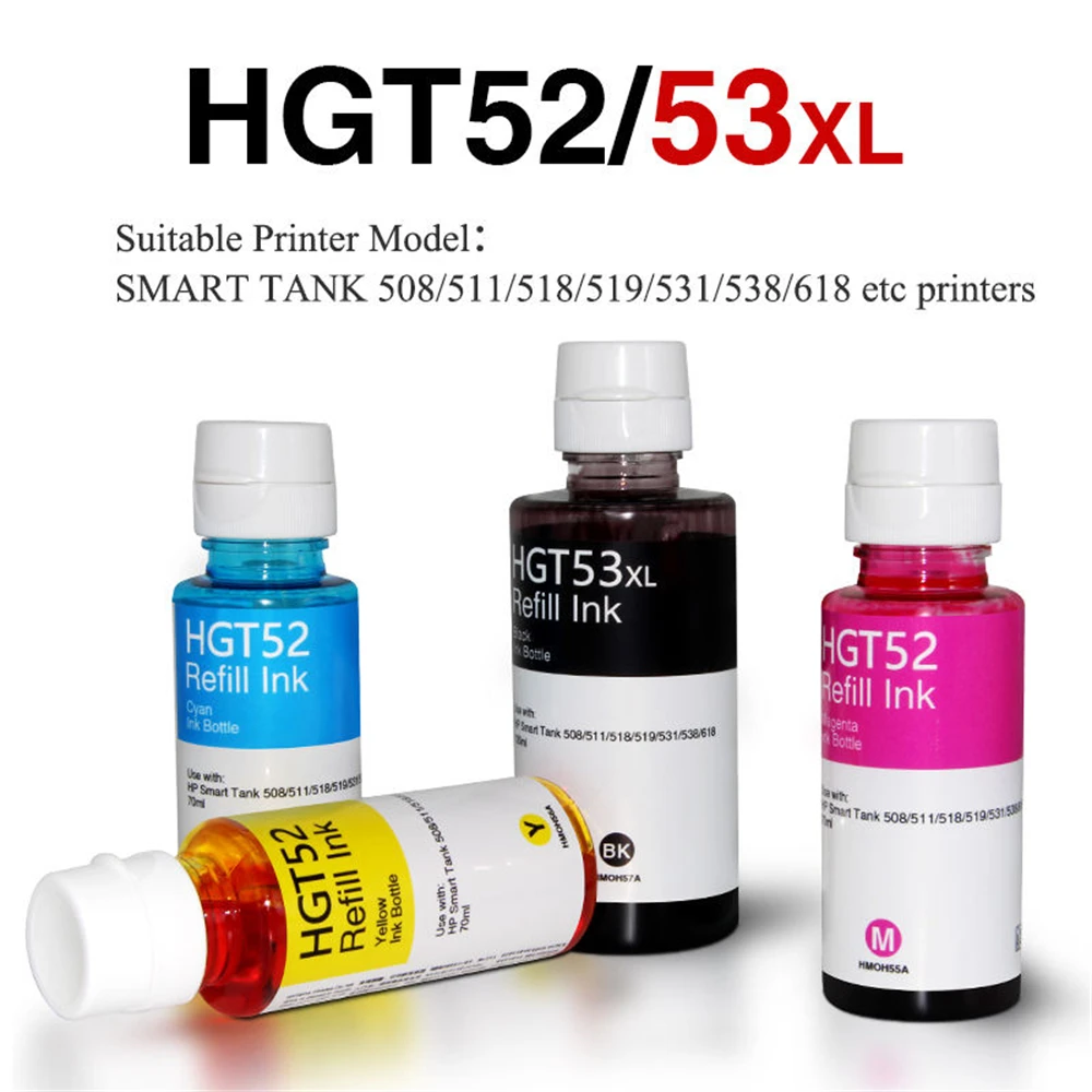 Recarga de tinta Compatible con HP GT 5810/5820/5822, HP Smart Tank 450, 455, 500, 510, 515, 516, 519, 530, 559, 570, 610, 615, 651
