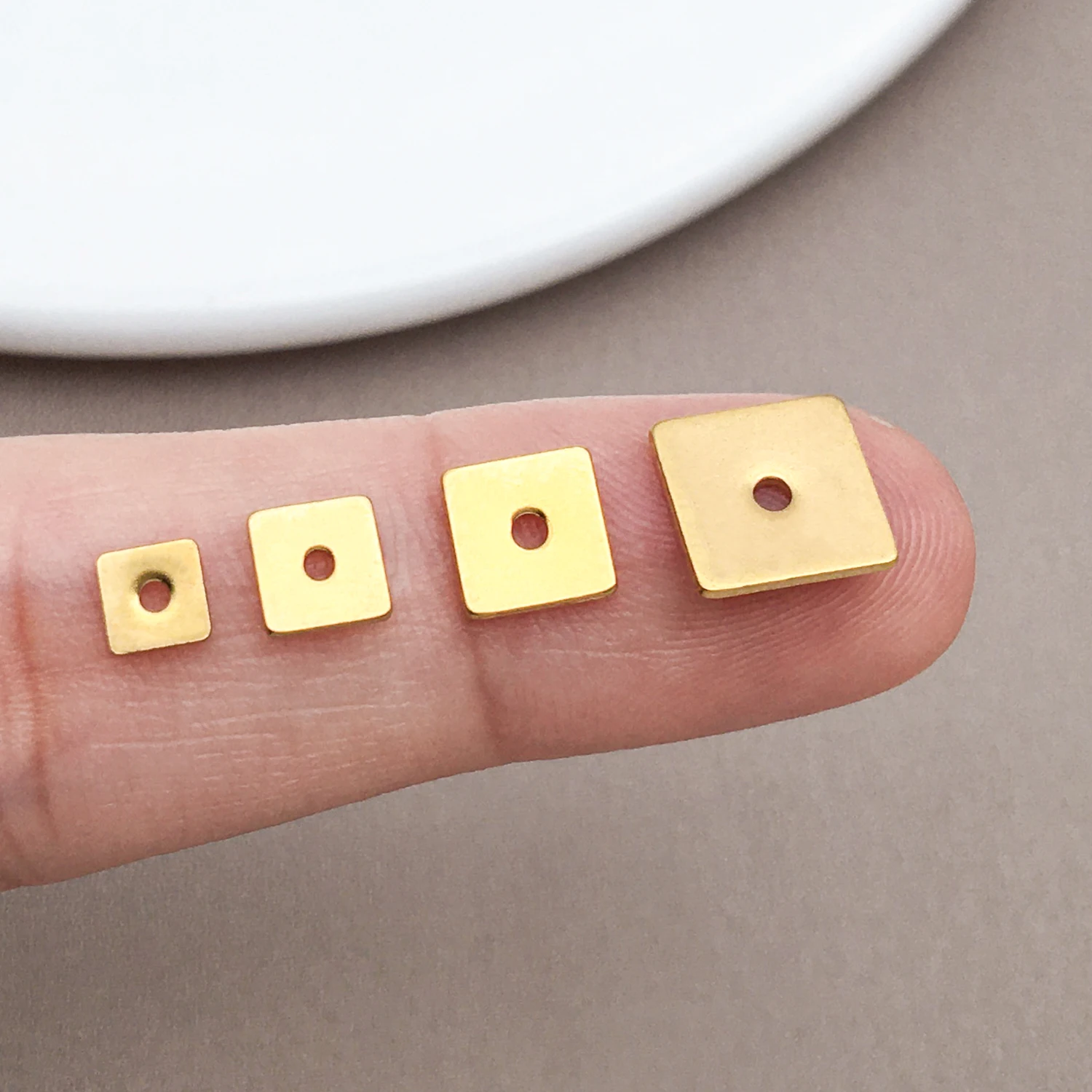 10pcs Stainless Steel Gold Square Flat Spacer Beads 4mm 5mm 6mm 8mm Loose Beads Charms for Jewelry Making DIY Bracelet Supplies