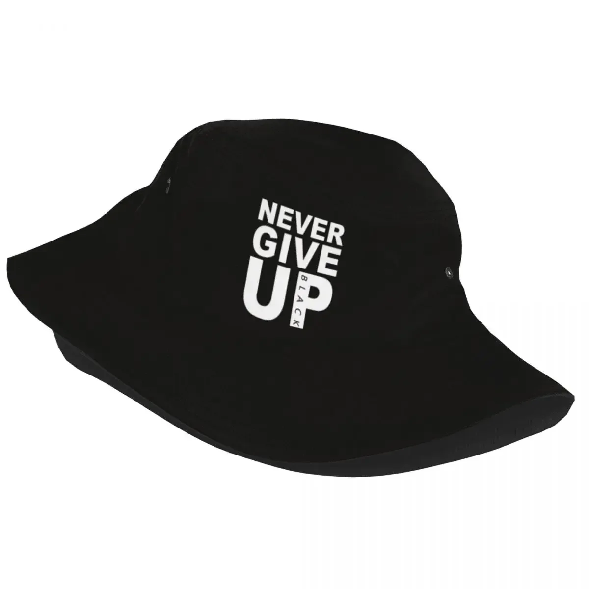 Harajuku Never Give Up Bucket Hat Women UV Protection Outdoor Funny Fishing Hat Summer Travel Headwear Bob Hat