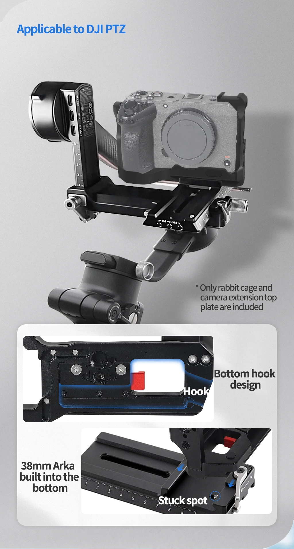 FX3 FX30 Kamera Half Cage Rig für Sony SLR Schutzrahmen 1/4 3/8 Kaltschuh Schnellspanner V-Lock Stativ Stabilisatorhalterung – Detail 6