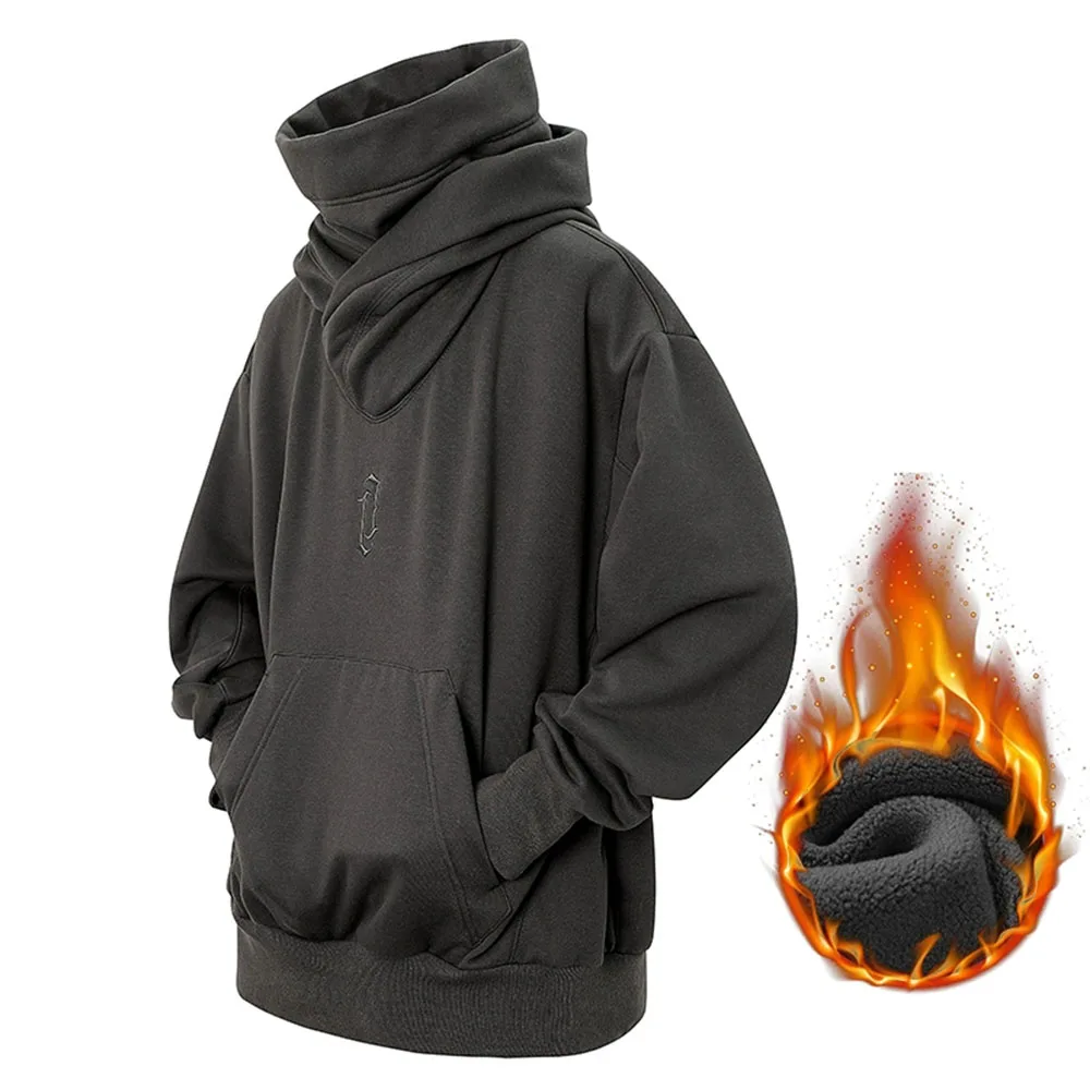 Autumn Ninja Street Wear Turtleneck Hoodie for Women Alphabet Embroidered Hip Hop Fashion Sweatshirt Y2K Clothes Vintage Hoodies