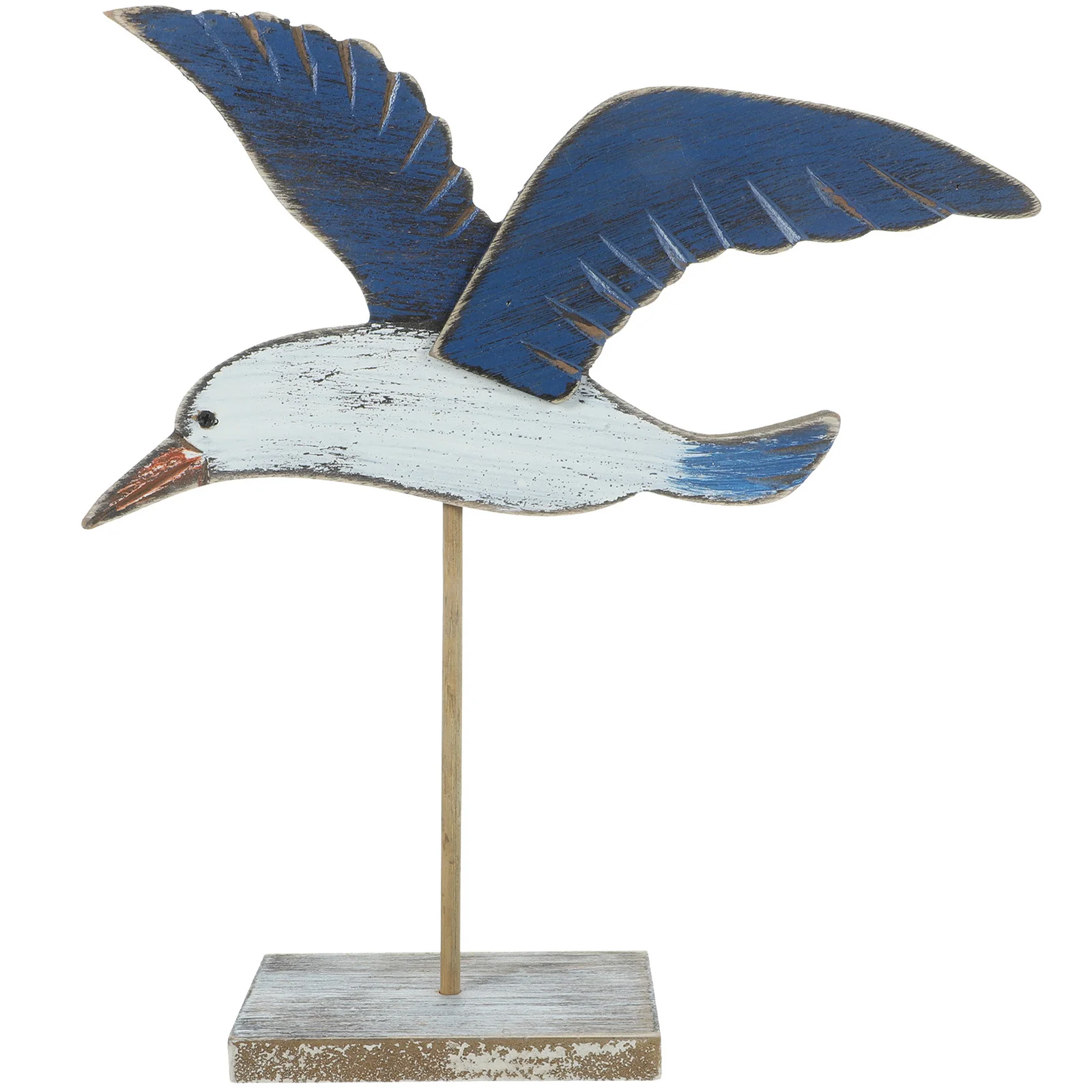 

Wooden Seagull Statue Vintage Bird Decoration Mediterranean Style Home Office Desktop Decor for Living Room Bedroom Study Indoor