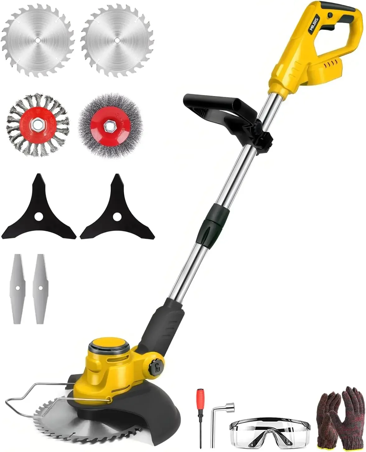Cordless Weed Wacker for Dewalt 20V Battery(Battery Not Included), with 5 Types Blades, Brushless Motor, Lightweight Grass