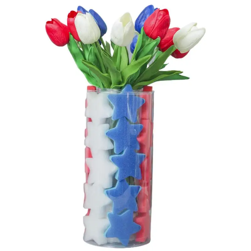 

Vase Filler Independence Day Stars Foam Vase Filler And Artificial Flowers Set Sponge Foam Stars Red White Blue Artificial