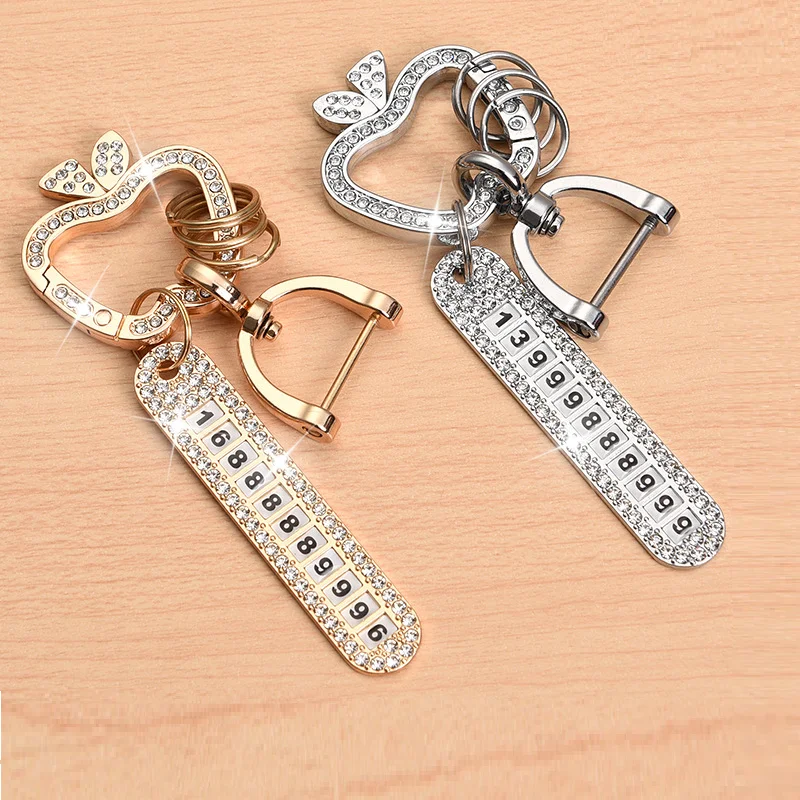 New Fashion Rhinestone Metal Keychain High Quality Men Women Anti-lost Car Keyring Bags Hanging Ornaments Key Accessories