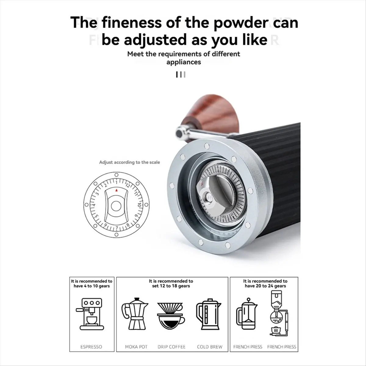 [Vend for]Hand-Cranked Coffee Grinder, CNC Fine Steel Grinding Core, Coffee Bean Grinder, Portable Folding Coffee Grinder,A