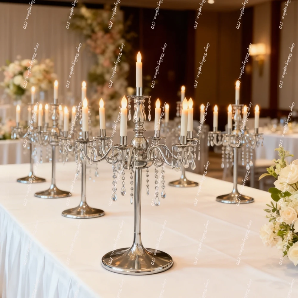 

10pcs)60-H100cm) acrylic Crystal Chandelier candlestick Iron Candle Holder for Wedding & Party Tables candelabra Centerpiece