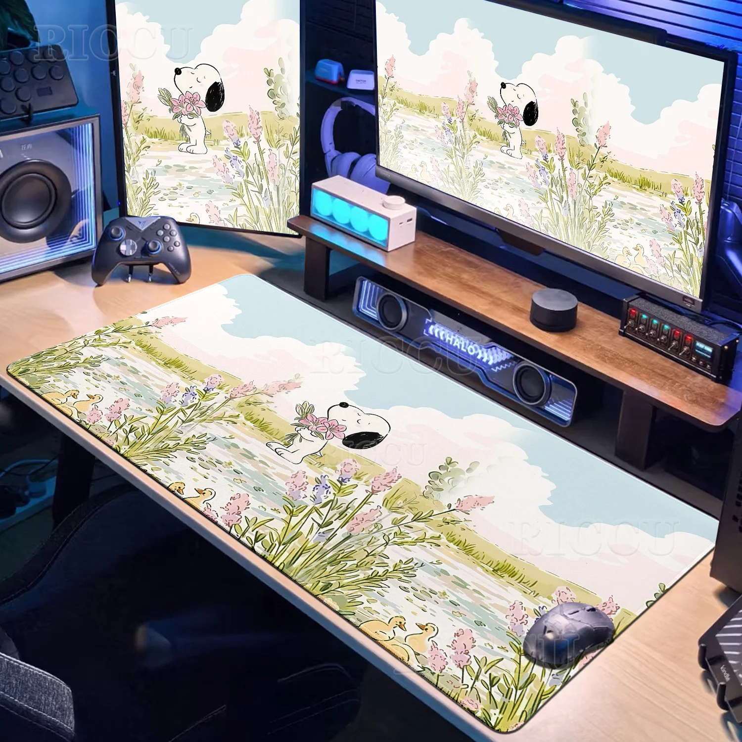 Großes Gamer Cartoon Niedliches Snoopy Hund Mauspad Anime Tastaturzubehör Erweiterte Schreibtischunterlage Rutschfeste Gaming-Dekoration