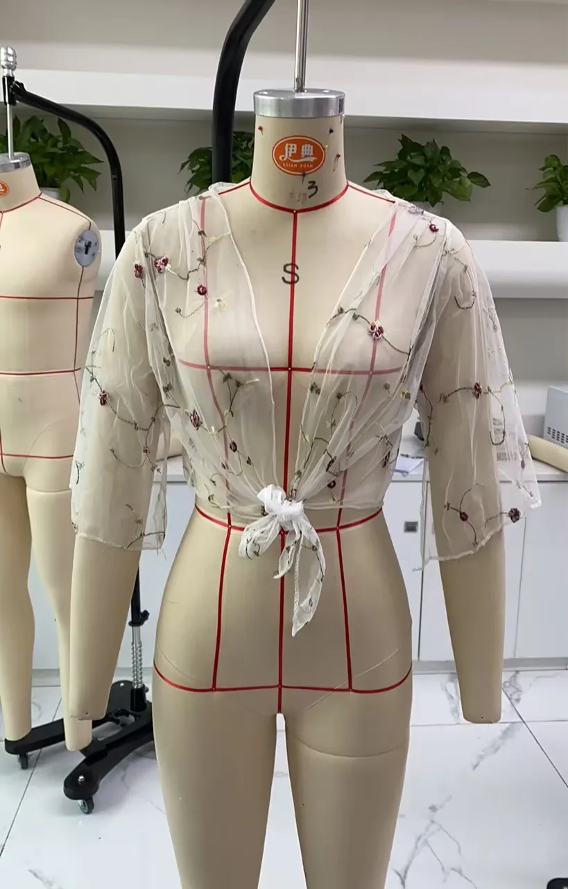 여성 꽃 자수 메쉬 쉬어 커버 업 셔츠 탑 긴 소매 시스루 카디건 블라우스 비치 Boho 목도리 수영복