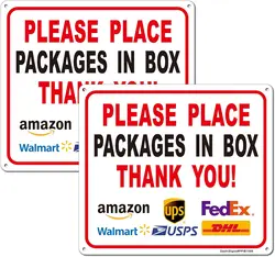 Please place the packaging in the box label, 1-piece delivery label, made of iron material, waterproof, and UV resistant