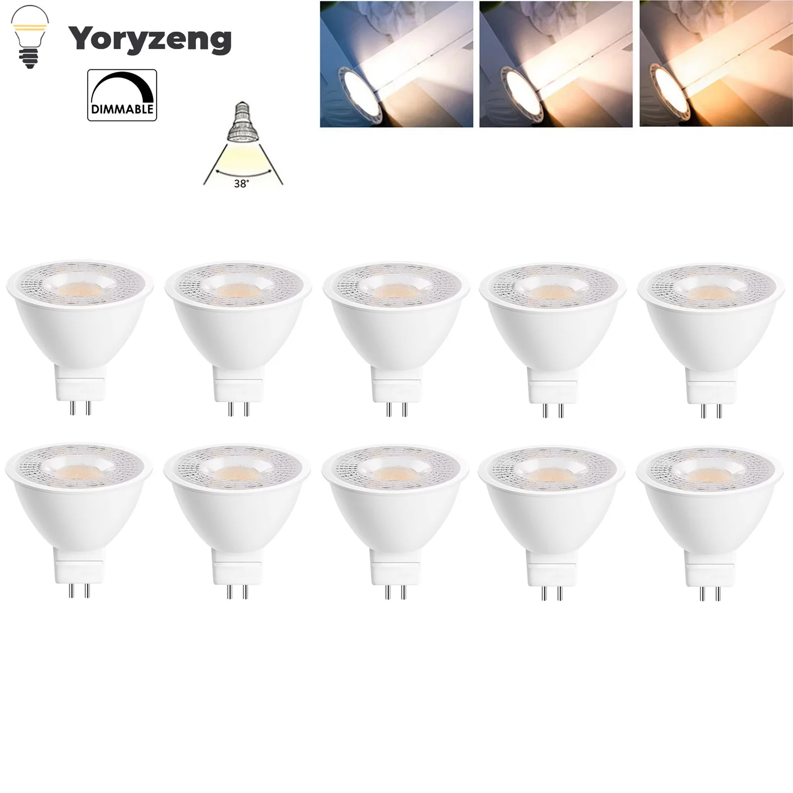 10Pcs Dimmable 7W MR16 LED Spotlight Bulbs 38 Degree Beam Angle 220V 12V 24V Cold Warm White For Spot Lights Tracking Lights DIY