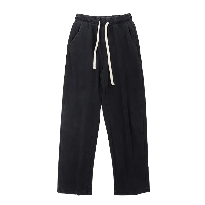 Calça masculina perna larga calças compridas casual bolso solto cintura elástica rendas até calças retas streetwear punk gótico verão 2025