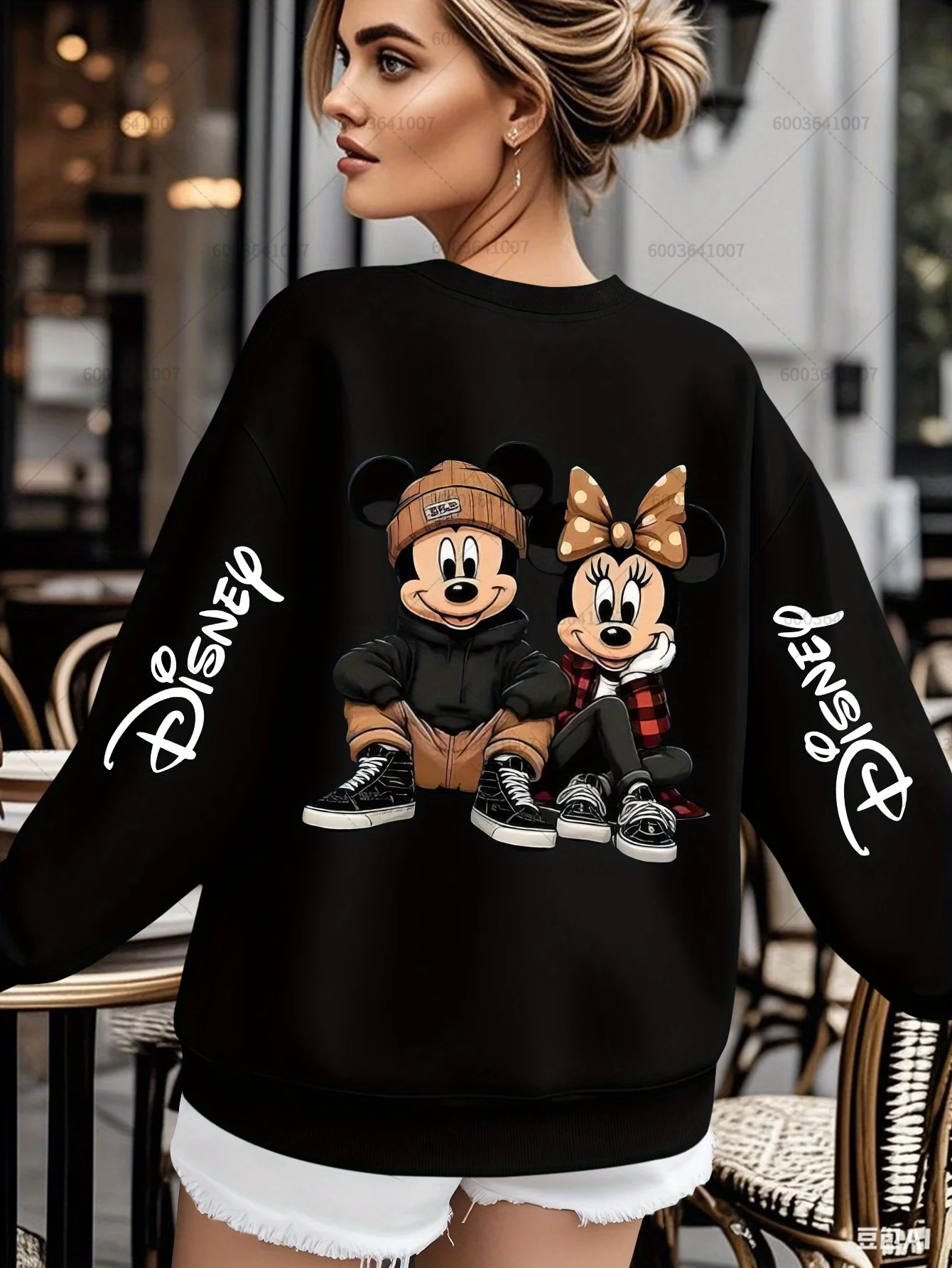 ديزني ميكي وميني ماوس البلوز هوديي الصوف النساء الرجال القطن فتاة الخريف بلوفر شتوي س الرقبة هودي كم طويل #1