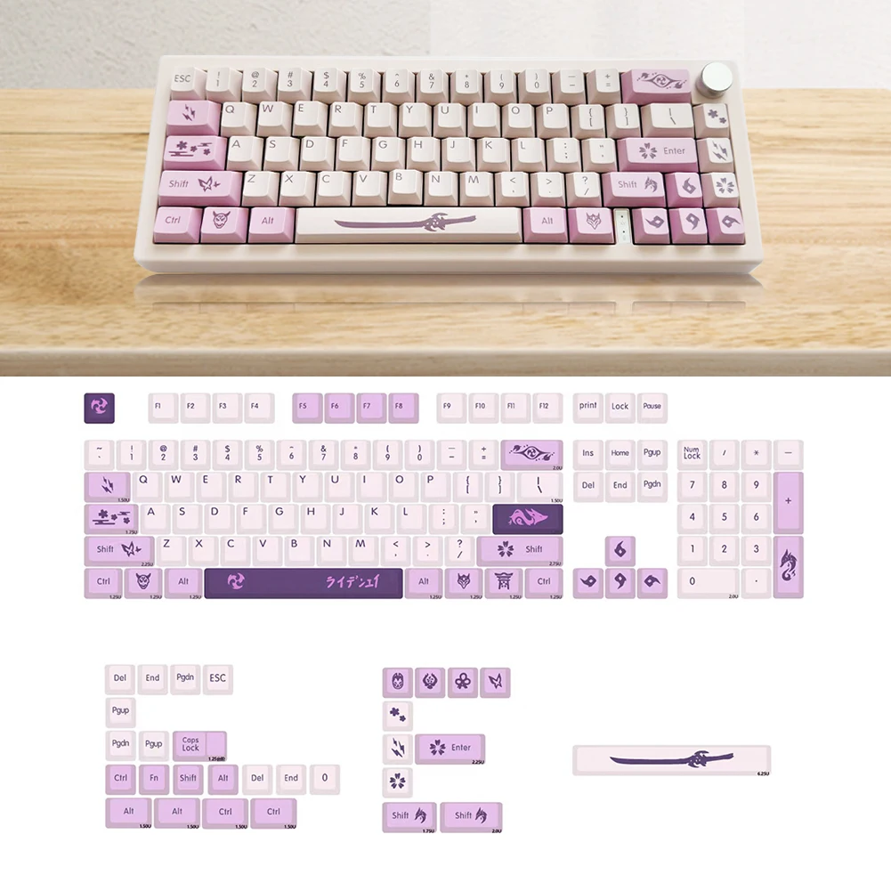 ชุดคีย์บอร์ด PBT 134คีย์/ชุดคีย์บอร์ดกลไกการเล่นเกมชุดคีย์การ์ด PBT แบบซับเบด DIY ออกแบบเองโปรไฟล์คีย์แคปสำหรับแป้นพิมพ์สวิตช์ MX