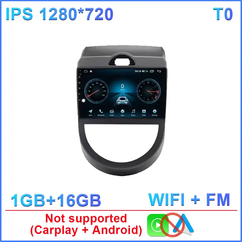 Android 16 voor Kia Soul 1 AM 2008 2009 2010 2011 Carplay Auto autoradio multimediaspeler autoradio GPS navigatie BT head unit