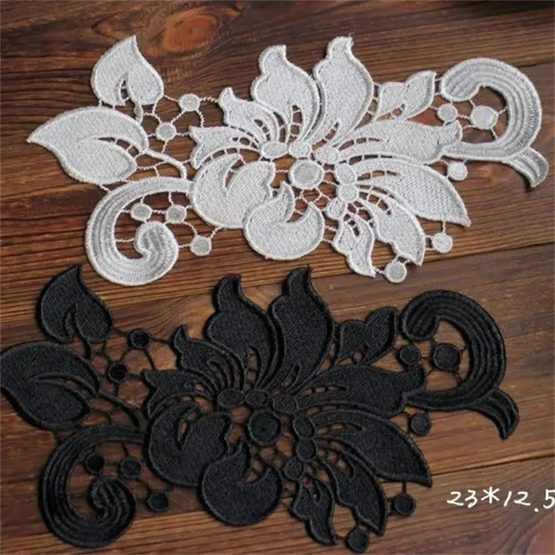 White Black Water Soluble Embroidery Lace Flower Cloth Stickers Clothes Wedding Dress Lace Lace Appliques Sew Patch Scrapbooking