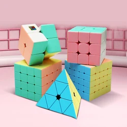 2021 Macarons Moyu Magic Cube 2x2 3x3 4x4 5x5 Pyraminxed Stickerless 3x3x3 Speed Cube Cartoon Neo Puzzle Toy for Kinds