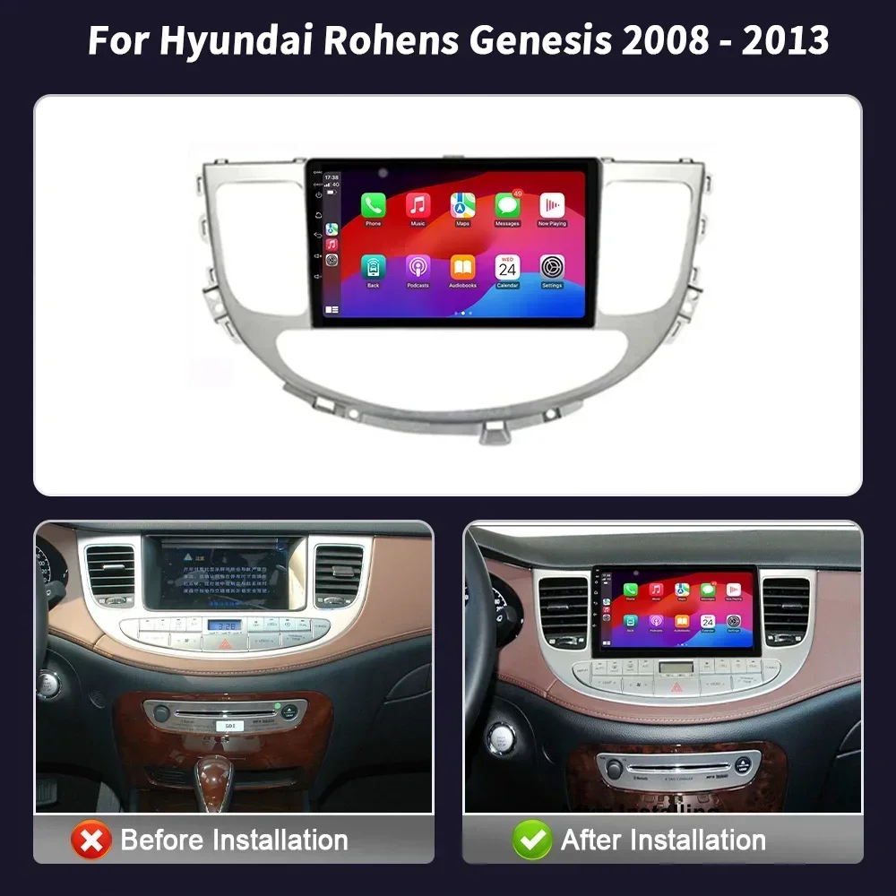 For Hyundai Rohens Genesis 2008-2013 WIFI Car Radio Multimedia Player Navigation Android Wireless CarPlay Screen Stereo