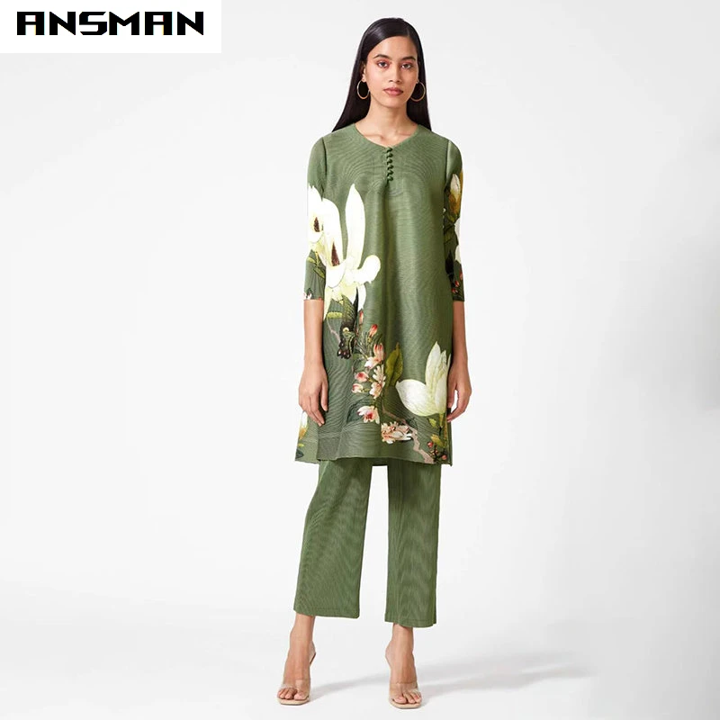 

Ansman Miyake Pleat 2023 High-end Boutique Fashion Temperament Women's Two-piece Loose Suit New In Spring and Autumn