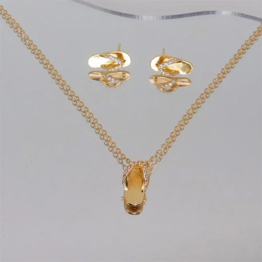 New Interesting Creative Design for Slippers Jewelry Set Of Earrings Pendant Necklace For Women Exquisite Zircon Micro Inlay