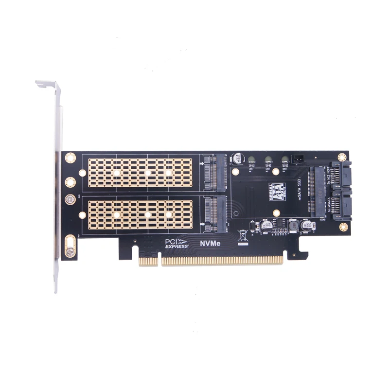 Adaptateur M2 NVMe SSD NGFF vers PCIE 3.0 X16, clé M B mSATA PCI Express 3.0 M.2 NVcloser SSD M2 SATA SSD mSATA 3 en 1 convertisseur Riser