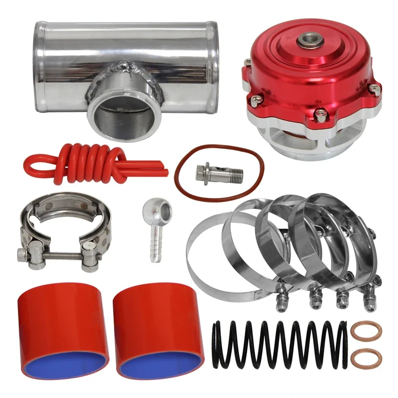 Blow Off Valve with 3.0'' OD Flange Pipe Hose Kit 50mm 35PSI Boost V-Band Turbo Black/Blue/Red