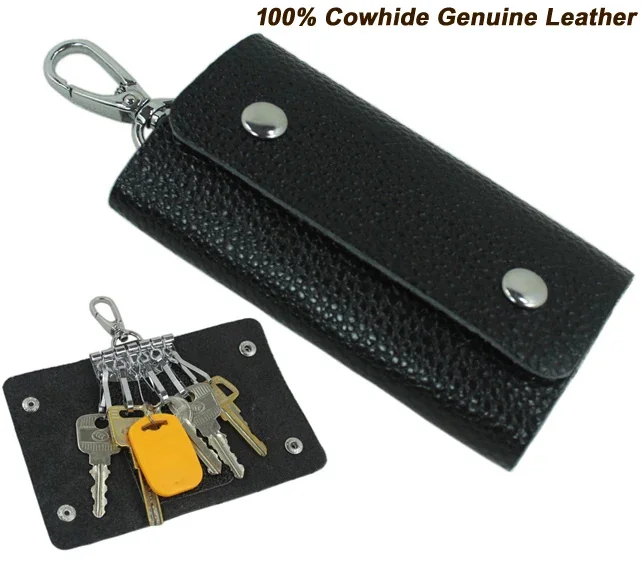 

On Sale Fashion Men's 100% Genuine Leather Key Holder Women Wallet Case Bag Black MC801 Free ship