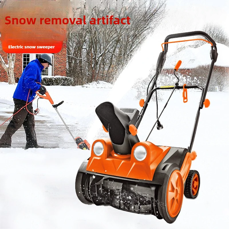 Electric high power hand push  plow outdoor snow clearing artifact small  plow lithium battery  thrower