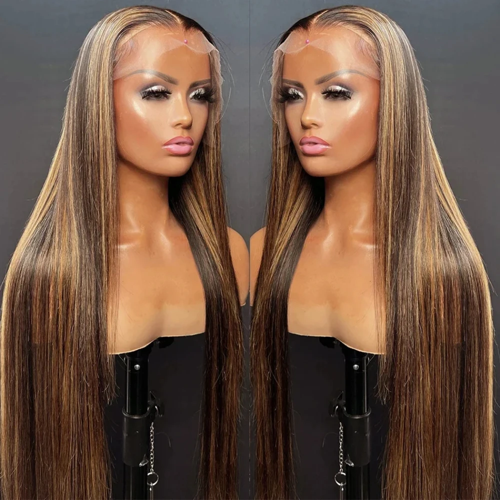 

Highlight P4/27 Straight Wig 100% Human Hair 13x4 13x6 HD Transparent Lace Frontal Wigs Pre Plucked 200% Density Women Remy Hair