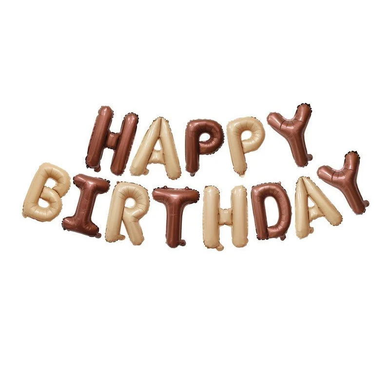 Happy Birthday Buchstabenballons, 40,6 cm, cremefarben, beige, Boho-Braun, Geburtstags-Buchstabenballons für Geburtstag, Jahrestag, Party-Dekoration – Detail 9