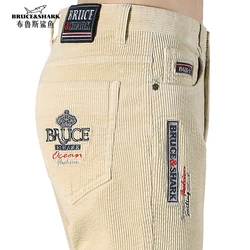 Bruce & Shark-Calça de veludo casual masculina, calça grossa de algodão, perna reta, alongamento versátil, negócios masculinos, inverno, 2022