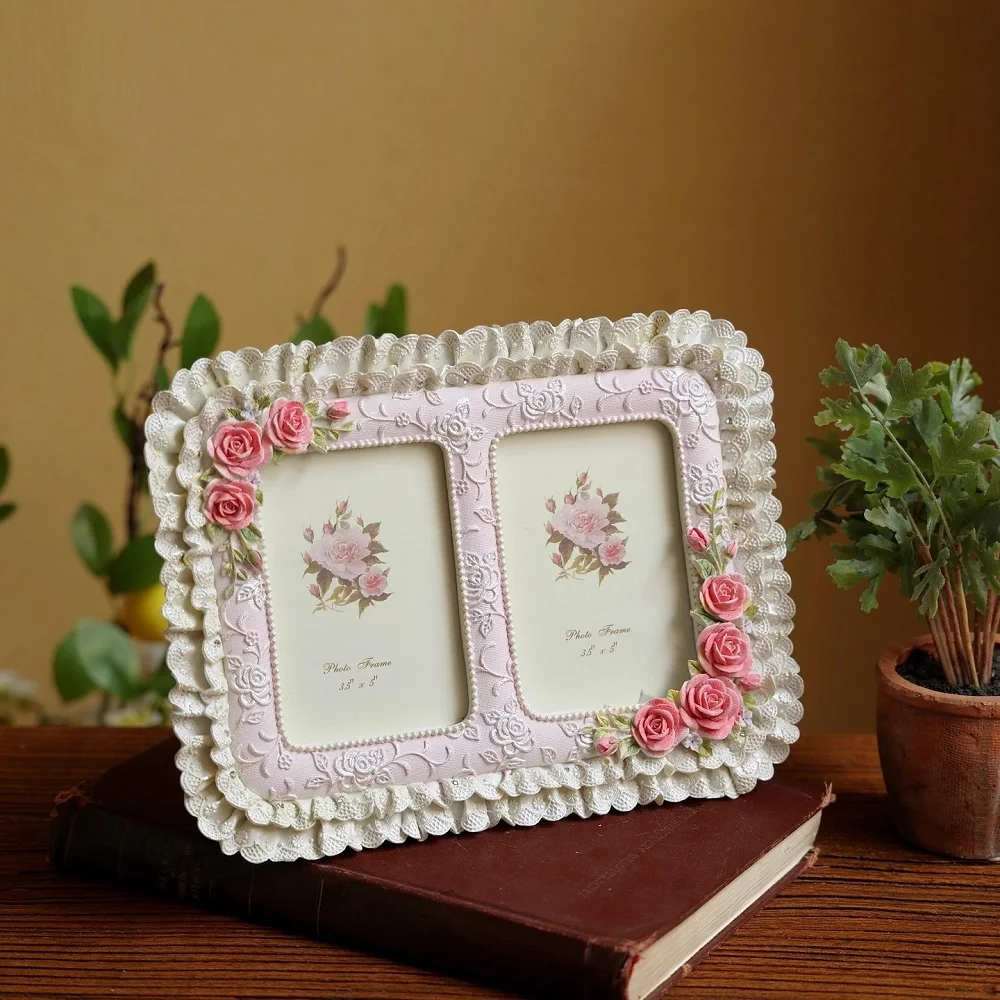 

Двойная фоторамка в европейском стиле ретро, корейская резная высококачественная фоторамка, подарочная свадебная фоторамка